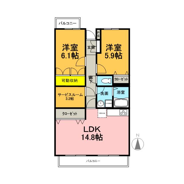 フォレスタヴィアーレ(2SLDK/2階)の間取り写真