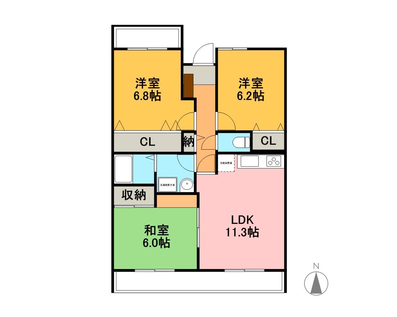 フェルミエール香貫(3LDK/2階)の間取り写真