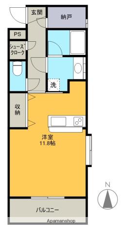 グランフィーノ(ワンルーム/3階)の間取り写真