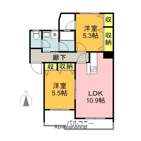 アクエリアス ステージ(2LDK/3階)の間取り写真