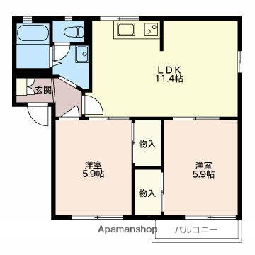 フレグランス若葉(2LDK/2階)の間取り写真