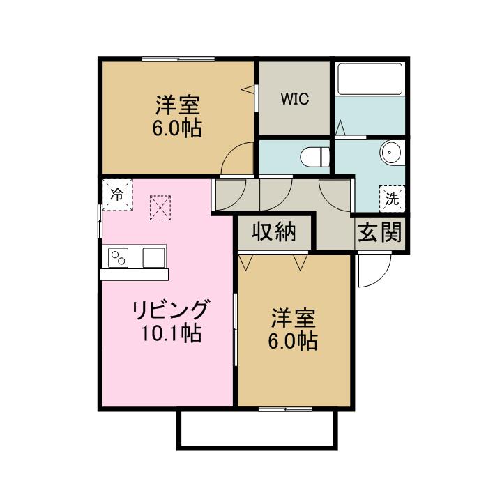 サンハイムカワムラ(2LDK/1階)の間取り写真