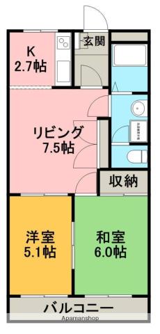 グランリード(2LDK/1階)の間取り写真