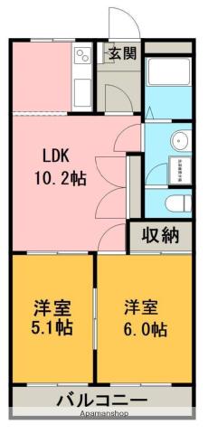 グランリード(2LDK/3階)の間取り写真