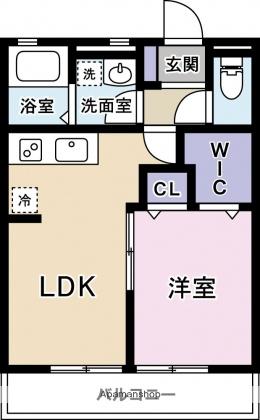 みくりやハイツ(1LDK/2階)の間取り写真