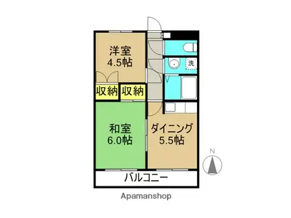 山之井プラザ(2DK/2階)の間取り写真