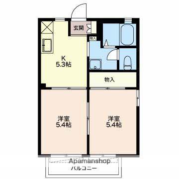サンハイム諏訪(2K/2階)の間取り写真