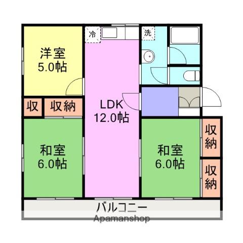 チェリオ若宮(3LDK/2階)の間取り写真