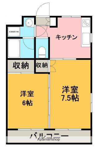 コーポ斉藤B(2K/1階)の間取り写真