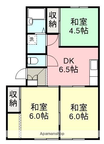 ファミールたきぐち2(3DK/1階)の間取り写真