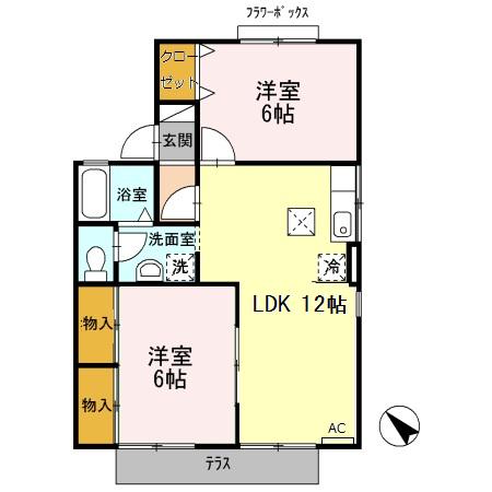 セジュール函南(2LDK/2階)の間取り写真