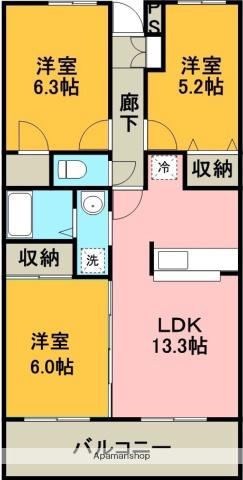 ベルドミール(3LDK/5階)の間取り写真
