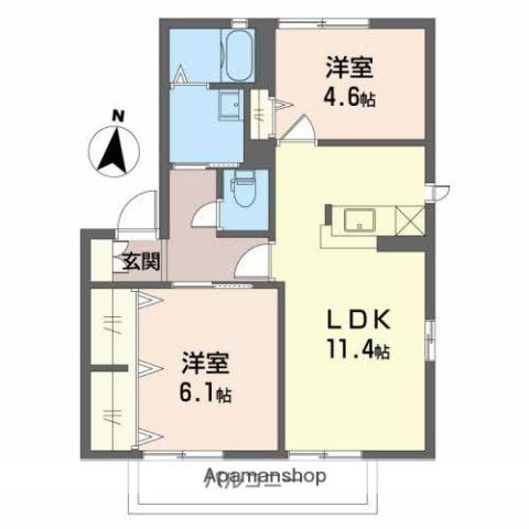 ハイ・ビレッジA(2LDK/2階)の間取り写真