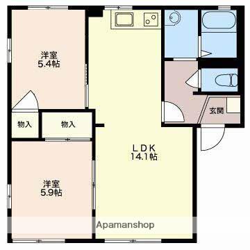 フレグランス中伊豆(2LDK/1階)の間取り写真