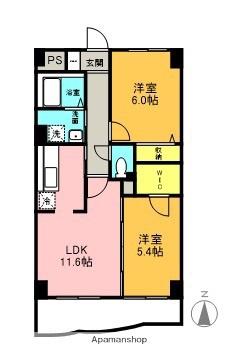 グラン・クリュ壱番館(2LDK/4階)の間取り写真