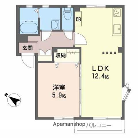 フレグランス道添C(1LDK/1階)の間取り写真