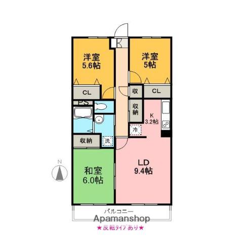 メゾンドゥマレーラ(3LDK/4階)の間取り写真