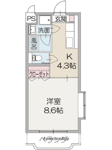 アビテヴィル(1K/2階)の間取り写真