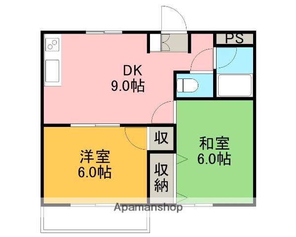 サンハイツA(2DK/2階)の間取り写真