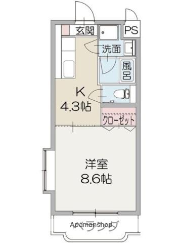 ジュネスⅡ(1K/1階)の間取り写真