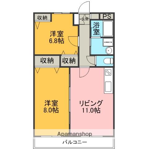 ヴィブレクレールⅡ(2LDK/1階)の間取り写真