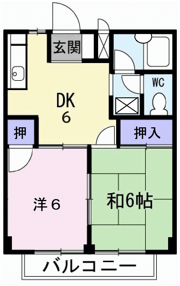 シティハイツ鈴木(2DK/2階)の間取り写真