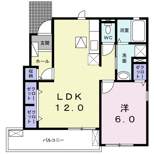 STELLAR Ⅰ(1LDK/1階)の間取り写真