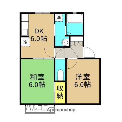 ボナール(2DK/1階)の間取り写真