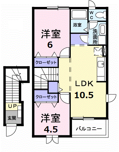 サニーウイングス Ⅱ(2LDK/2階)の間取り写真