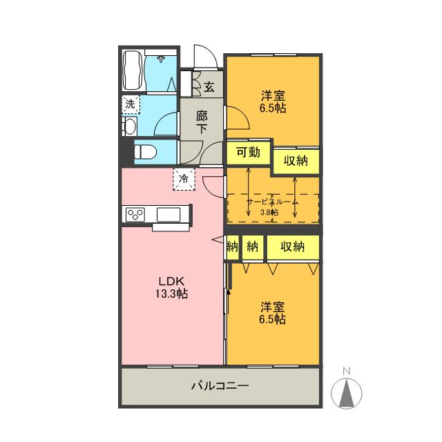 ガーデンヒルズアザレア(2SLDK/2階)の間取り写真