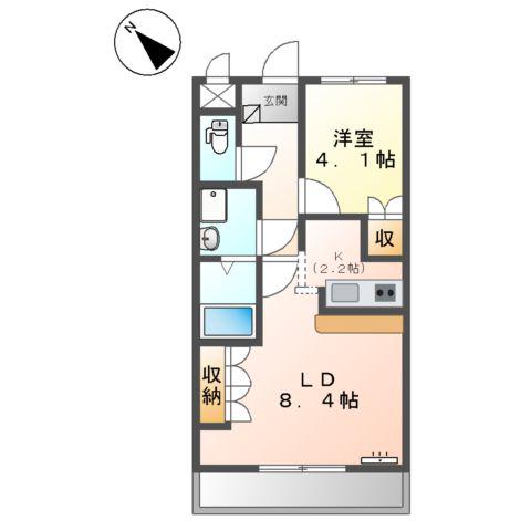 サンプレス岩波(1LDK/1階)の間取り写真