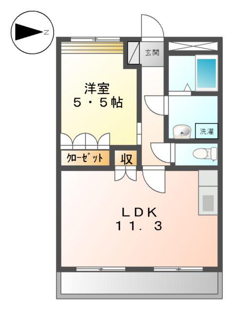 VILLAROSA(1LDK/2階)の間取り写真