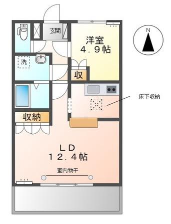 陽のあたる家テッラ・ソーレ(1LDK/1階)の間取り写真