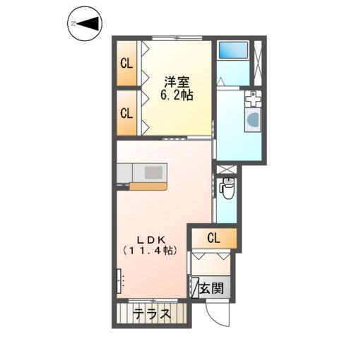 御殿場線 裾野駅 バス乗車時間：5分 石脇上バス停で下車 徒歩3分 2階建 築11年(1LDK/1階)の間取り写真