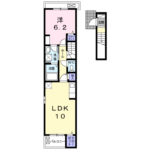 フォンテ(1LDK/2階)の間取り写真