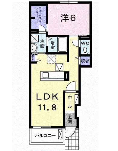 ボンヌ・シャンス(1LDK/1階)の間取り写真