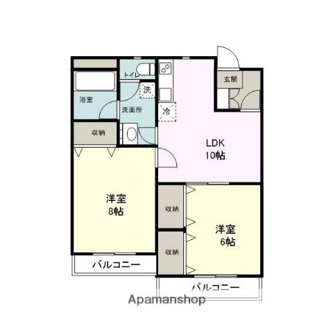 ヴィブレ御宿台(2LDK/1階)の間取り写真