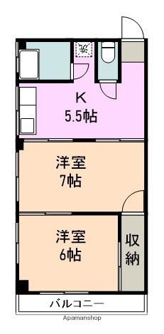 KMハイツ(2K/3階)の間取り写真