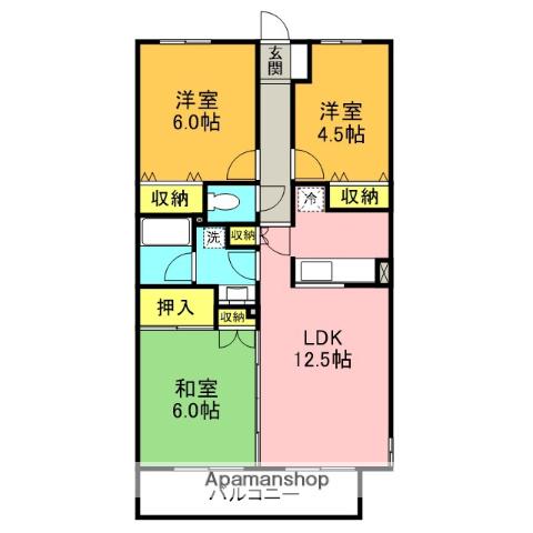アプリコット(3LDK/1階)の間取り写真