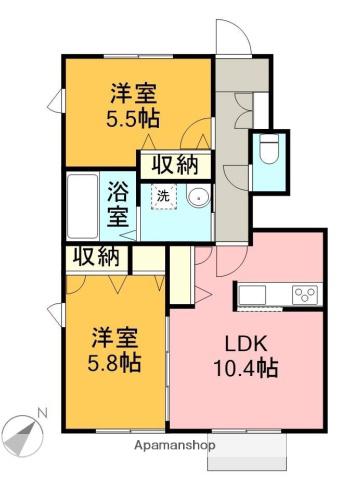 BLOOMTAKEHARA A棟(2LDK/1階)の間取り写真
