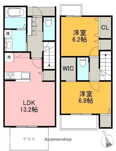 ラルーチェ(2LDK/1階)の間取り写真