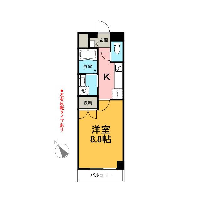 リヴスペースW(1K/2階)の間取り写真