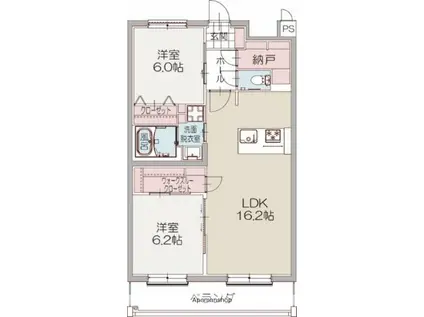 コンフォ プラス(2LDK/2階)の間取り写真