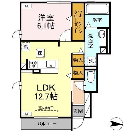 グラシアカーサ(1LDK/1階)の間取り写真