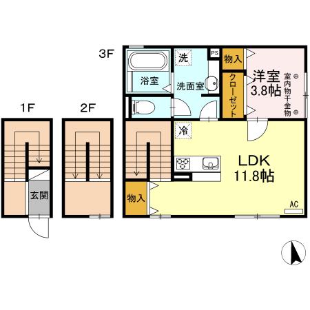 YEBISU II(1LDK/3階)の間取り写真