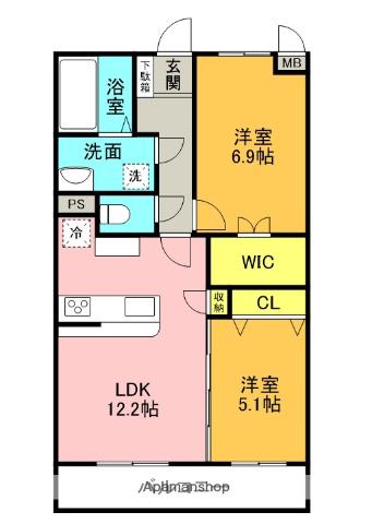 カーサフェリーチェ(2LDK/2階)の間取り写真