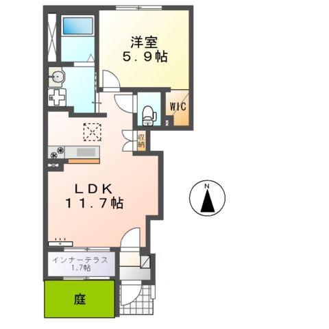 タウニィ裾野Ⅰ(1LDK/1階)の間取り写真