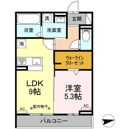 サンフォート(1LDK/2階)の間取り写真