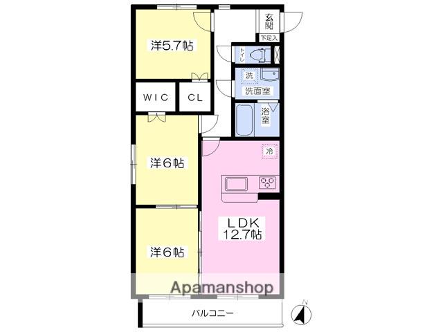 スカイピア(3LDK/3階)の間取り写真