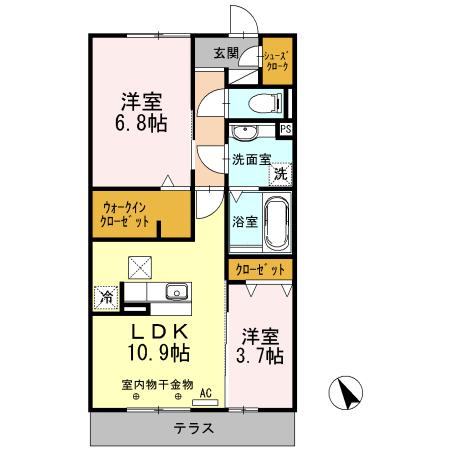 モンテ・フジS(2LDK/3階)の間取り写真